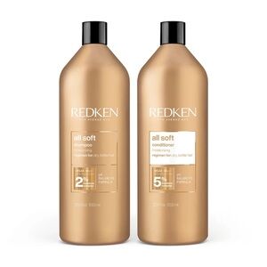 New Redken All Soft Shampoo and Conditioner Duo Set - 1 Liter Each (33.8 fl oz)